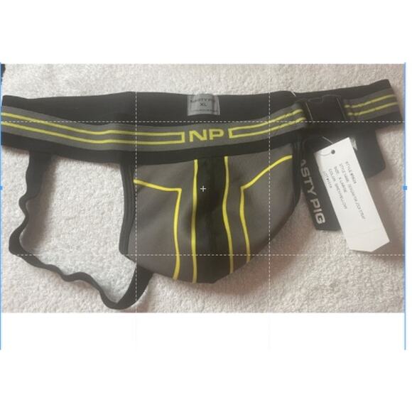 Nasty Pig “Designator” Jockstrap Gray & Neon Yellow NP Logo Medium - Picture 2 of 2